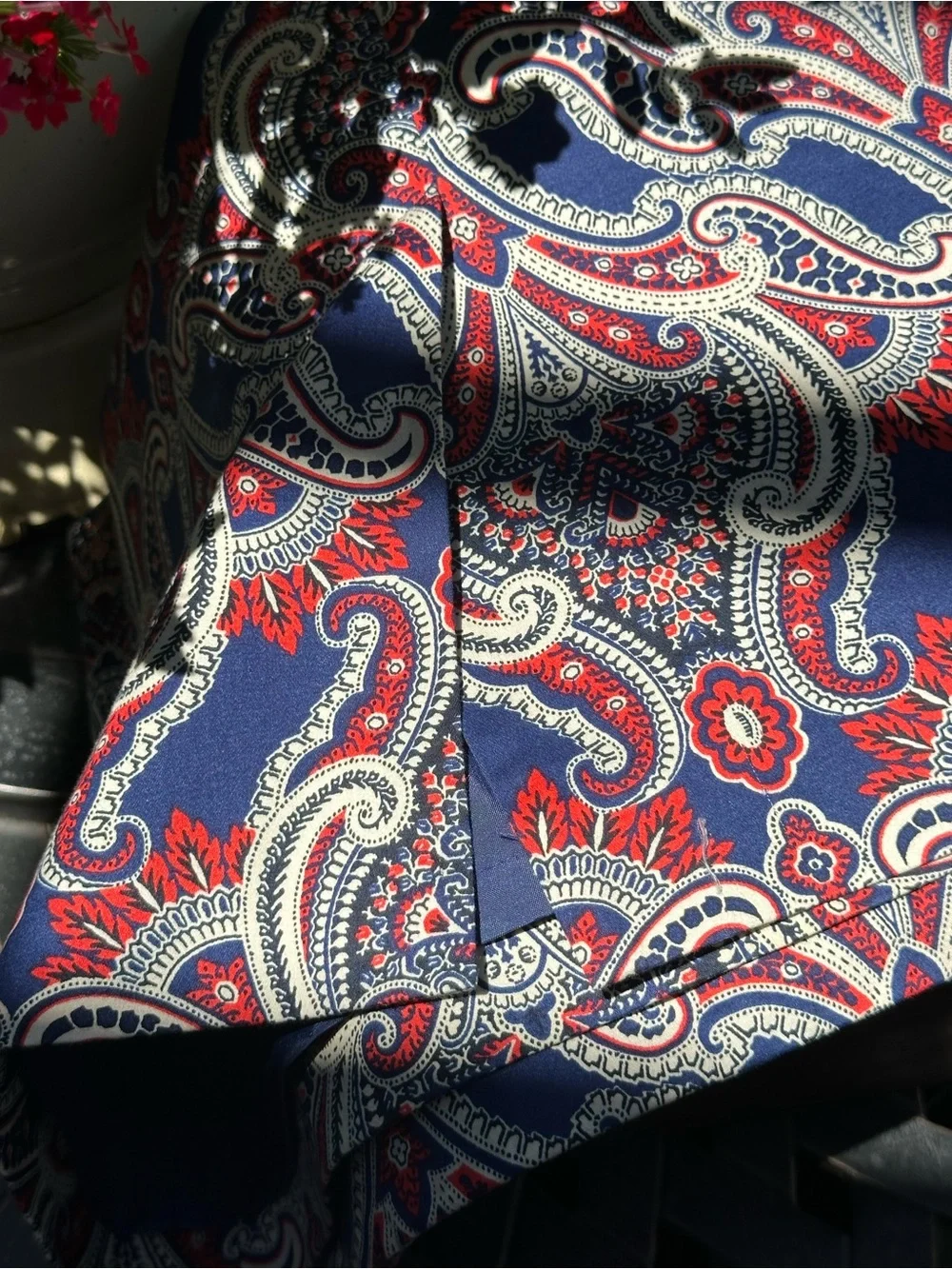 Ann Taylor Paisley Lined Skirt Navy Red Ivory Back Zip